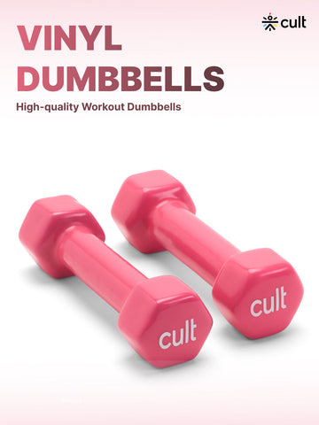 Cult 1KGx2 Vinyl Dumbbells For Home & Gym Exercises (Pink)