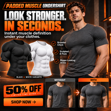 Imported Padded Muscle Undershirt – Body-Enhancing Compression T-Shirt with Built-In Chest, Abs & Bicep Padding, Breathable Stretch Fit for Men