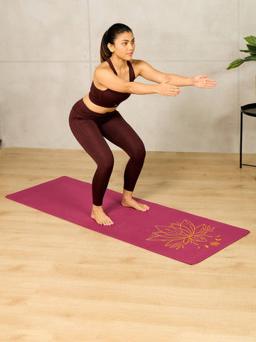 CULT TPE Yoga Mat 6mm with Carry Bag & Strap   Eco-Friendly, Non-Slip, Lightweight & Durable Exercise Mat for Yoga, Pilates, Meditation & Home Workouts   Purple Lotus Print