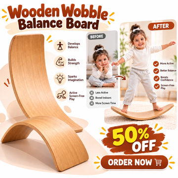 Wooden Wobble Balance Board – Montessori Learning & Sensory Active Play Toy