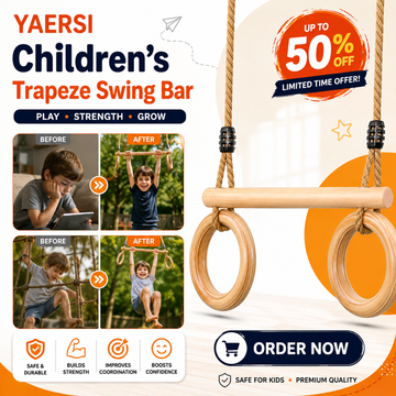 YAERSI Children's Trapeze Swing Bar – Play, Strength & Grow – Safe & Durable Wooden Swing Bar for Kids – Builds Strength, Coordination & Confidence – For Toddlers & Kids