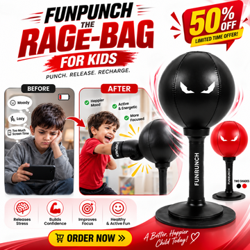 FUNPUNCH Rage-Bag for Kids – Punch, Release & Recharge – Stress Relief, Confidence & Focus – Safe, Durable & Fun – Helps Manage Big Emotions, Encourages Calm & Relaxation