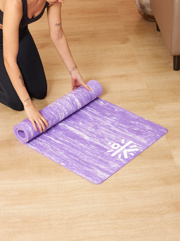 CULT TPE Yoga Mat 6mm with Carry Bag & Strap   Eco-Friendly, Non-Slip, Lightweight & Durable Exercise Mat for Yoga, Pilates, Meditation & Home Workouts   Lavender Marble Print