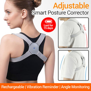 Smart Posture Corrector Vibration Belt USB Rechargeable Intelligent Vibration Induction Sensor Reminder High Elasticity Adjustable Upper Back Shoulder Lumbar Waist Support Belt for Children and Adult